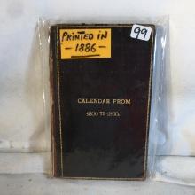 Collector Vintage 1800 To 1900 Calendar From Printed in 1886 - See Pictures