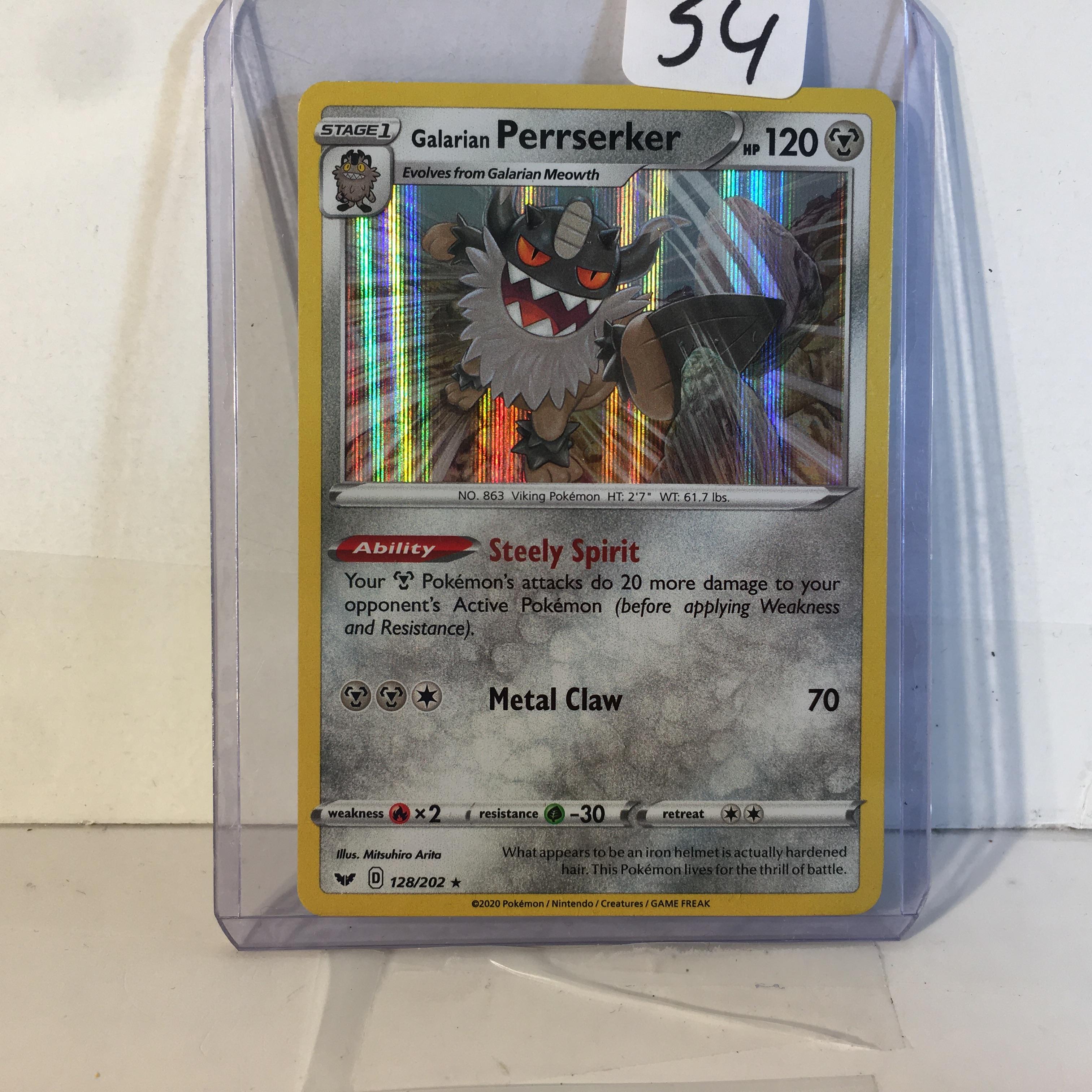 Collector Modern 2020 Pokemon TCG Stage1 Galarian Perrserker HP120 Trading Game Card 128/202