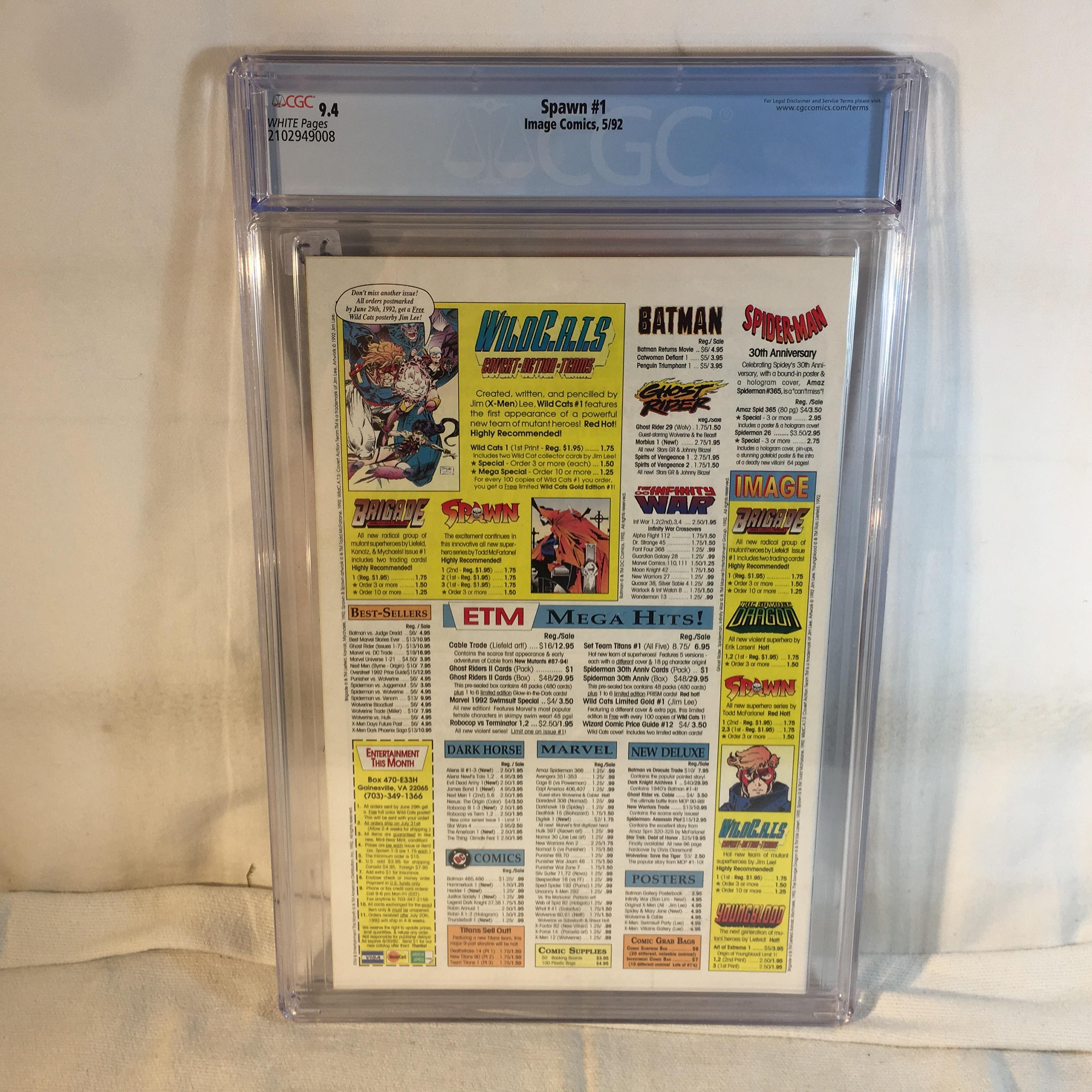 Collector CGC Universal Grade 9.4 Spawn #1 Image Comics, 5/92 Todd McFarlane Comic Book