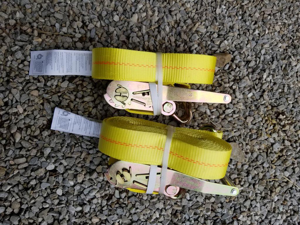 NEW 2" X 27 YELLOW RATCHET STRAPS (2)