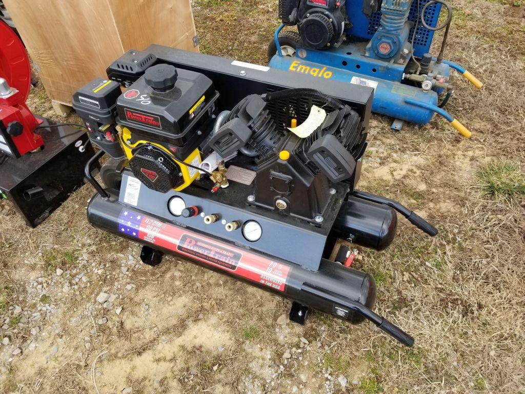 POWERTRAIN 7HP 10 GAL CONTRACTOR AIR COMPRESSOR, UNUSED, 150 PSI