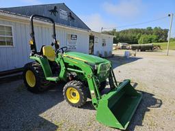 JOHN DEERE 3025E TRACTOR WITH JOHN DEERE 300 FRONT END LOADER AND BUCKET, R