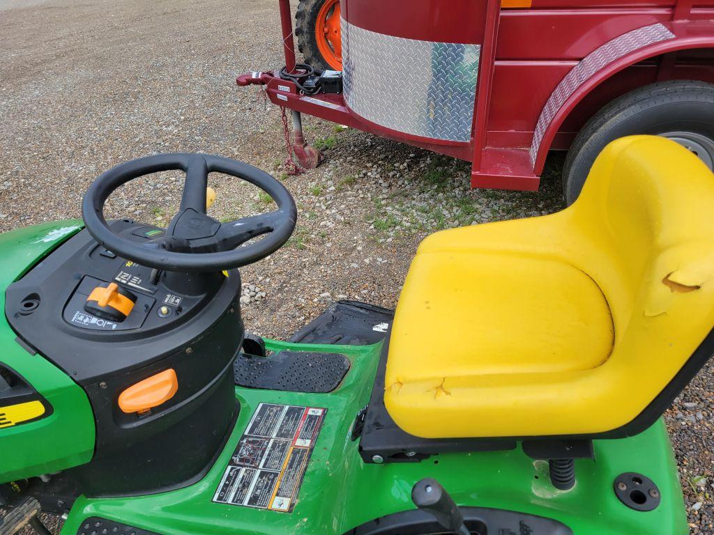 JOHN DEERE 48" RIDING LAWN MOWER, RUNS/MOWS, D110, 30.1 HOURS SHOWING, S:1407227044906