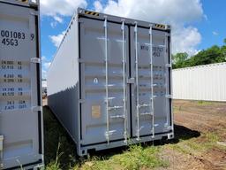 2024 40' HIGH CUBE CONTAINER, FOUR MULTIDOORS, ONE END DOOR, LOCK BOX, SIDE