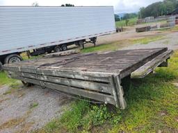 16'X8' PULL TYPE WAGON FRAME WITH WOOD FLOOR AND FLIP UP SIDES