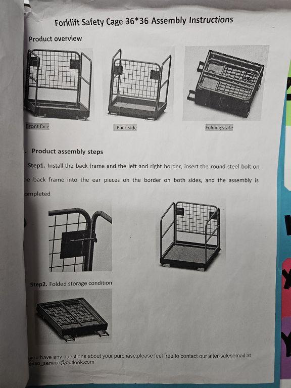 UNUSED 36"x36" FORKLIFT SAFETY CAGE