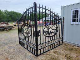 UNUSED 2024 14' DEER BI PARTING WROUGHT IRON ENTRANCE GATES