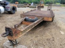 14' TRIAXLE TRAILER, TRI AXLE, PINTLE HITCH, W/ RAMPS, NO TITLE, 77" WIDE,