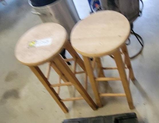 2 WOODEN STOOLS