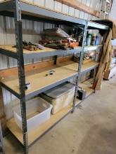 8' LONG 60" TALL METAL SHELF AND CONTENT