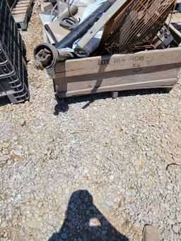 CRATE OF FAN, PTO SHAFT, PLASTIC MISC, AND MORE