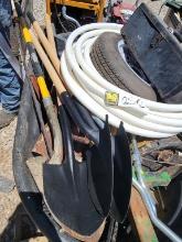 WATER TROUGH W/ SHOVELS, WATER PIPE, AND MORE