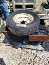 PALLET OF IMPLEMENT WHEEL AND TIRE AND MORE