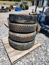 PALLET OF 275/80 24.5 WHEELS TIRES STEEL 10 LUG (4)