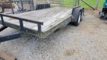 16' BUMPER PULL CAR HAULER TRAILER WITH MANUAL RAMPS, 80" WIDE, NO TITLE, T