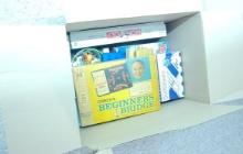 BOX OF BOARD GAMES, (2) METAL FOLDING CHAIRS