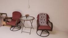 WICKER TABLE AND 2 CHAIR SET