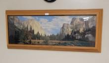 WOOD FRAME WITH GLASS FRONT PUZZEL OF THE MOUNTAIN