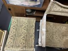 ANTIQUE WOODEN FOLDING CHAIR AND FOOTSTOOL