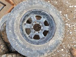 SET OF 4 WHEELS AND TIRES 295/70/18 FOR CHEVY 8 LUG