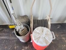 ONE HOSE REEL DRINKING WATER COOLER, 1 BUG ZAPPER 3 LONG HANDLE BRUSHES (GA