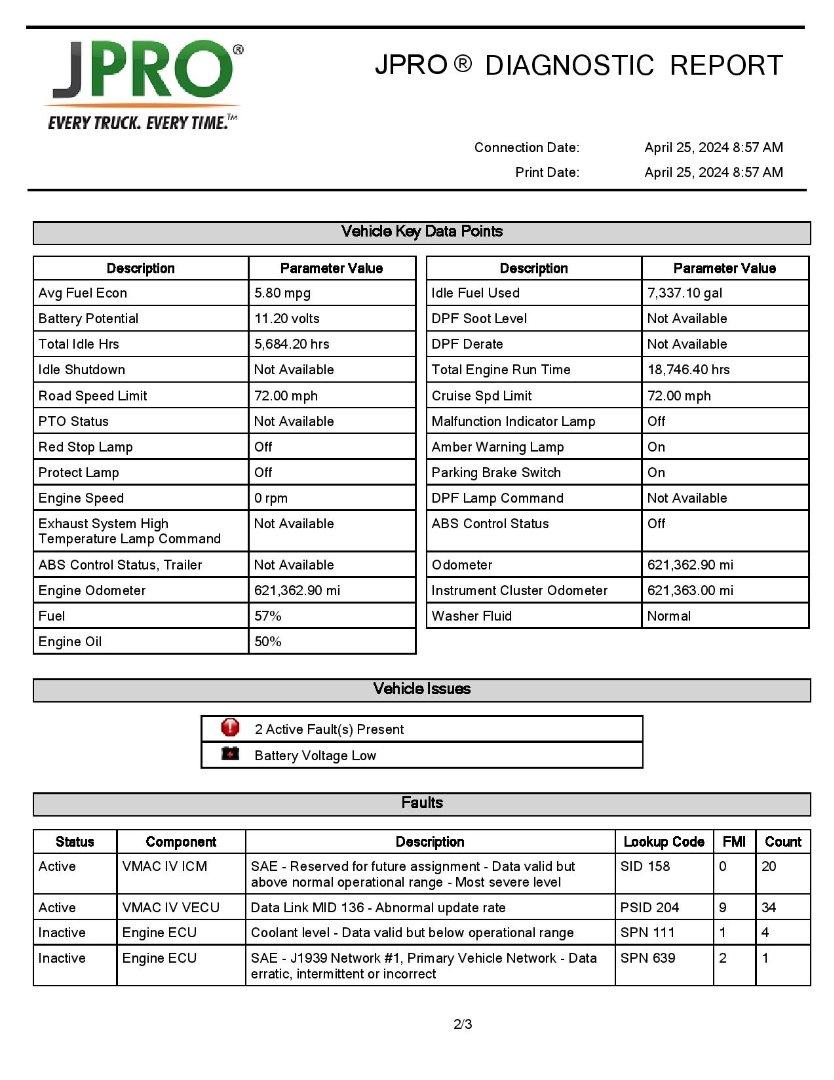 2007 MACK 713 Serial Number: 1M2AT04C97M002831