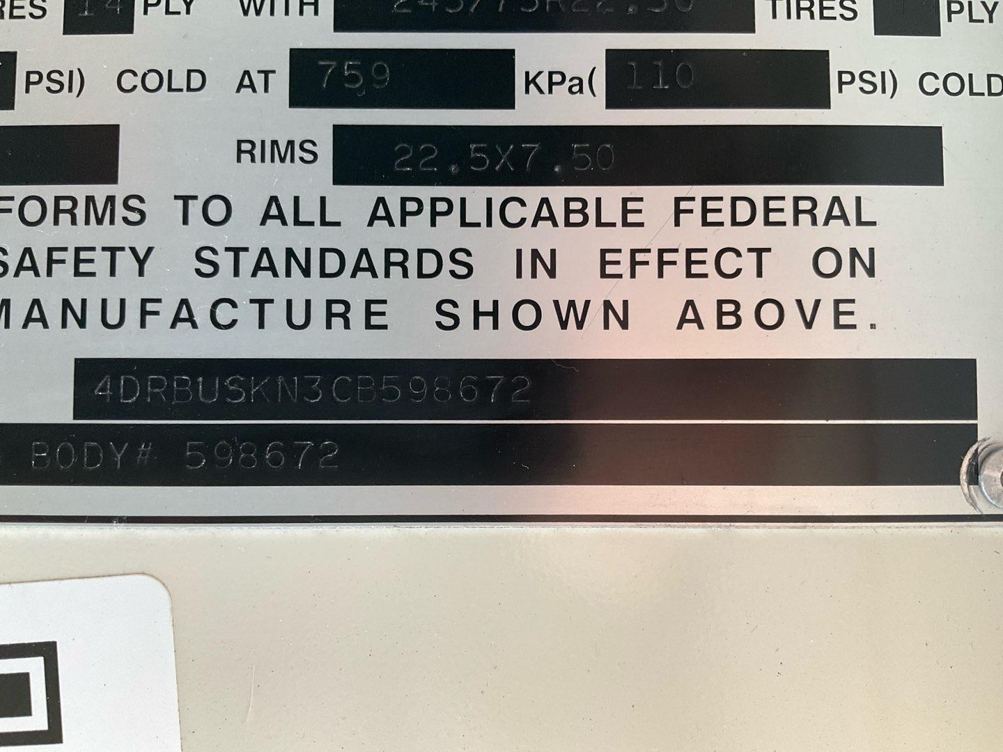 2012 IC COR 3000 BUS Serial Number: 4DRBUSKN3CB598672