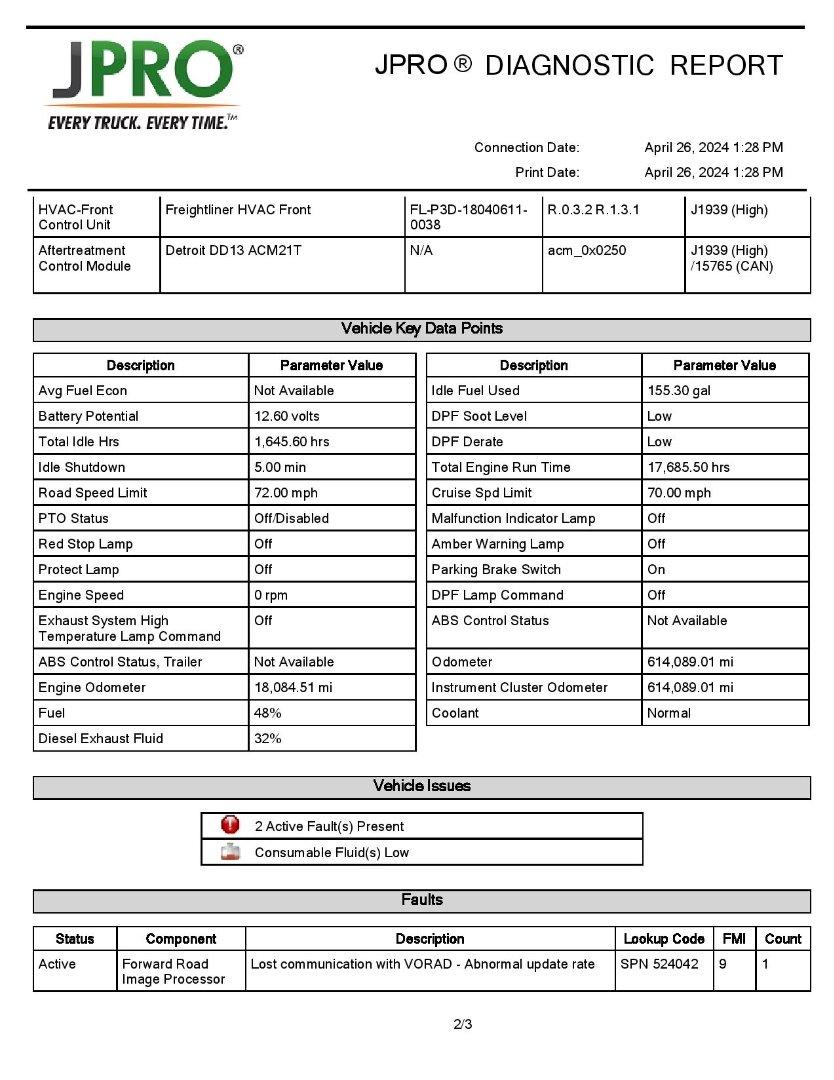 2019 FREIGHTLINER CASCADIA-SERIES Serial Number: 3AKJGBDV2KDKE9285