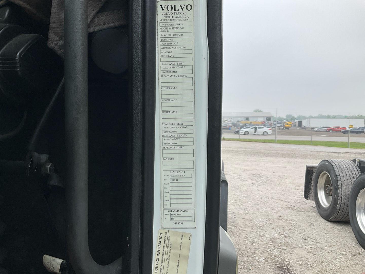 2016 VOLVO VNL64T430 Serial Number: 4V4NC9EH8GN958076