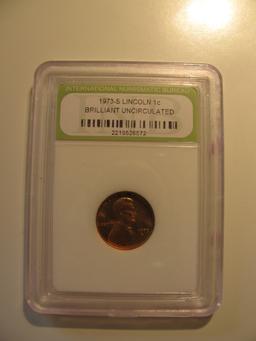 US Coins: 1973-S Lincoln 1 c Briliant Uncirculated