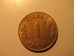 Foreign Coins:  1974 Iceland 1 Krona