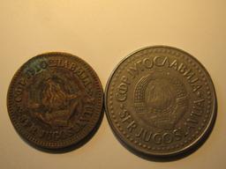 Foreign Coins: Yugoslavia 1965 50 & 1987 1009 Dinara