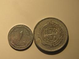 Foreign Coins: Algeria 1964 1 & 1977 5 Centimes