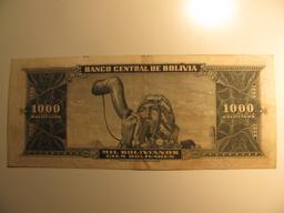 Foreign Currency: Bolivia 1,000 Bolivanos (crisp)