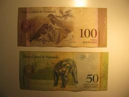 Foreign Currency: Venezuela 50 & 100 Bolivares