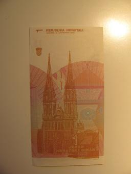 Foreign Currency: Croatia 1 Dinara (UNC)