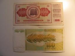 Foreign Currency: 1978 & 1990  Yugoslavia 100 Dinars