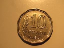 Foreign Coins: 1963 Argentina 10 Pesos