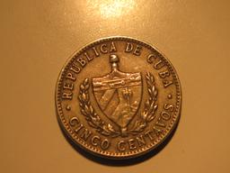 Foreign Coins: 1961 Cuba 5 Centavos