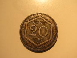 Foreign Coins: 1919 Italy 20 Centimos