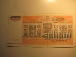 Foreign Currency: 1992 Yugoslavia 50 Million Dinara