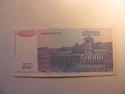 Foreign Currency: 1993 Yugoslavia 50,000 Dinara