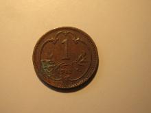 Foreign Coins: 1913 Austro / Hungary  1 Heller
