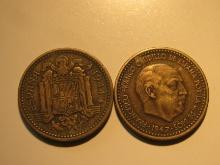 Foreign Coins: Spain 1944 (WWII) & 1947 Pesetas