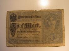 Foreign Currency: WWI 1917 Germany 5 Mark