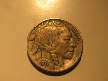 US Coins: 1x1937 Buffalo Nickel