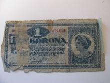 Foreign Currency: 1920 Hungary 1 Korona (damaged)