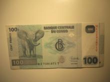 Foreign Currency: Congo 100 Francs (crisp)