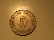 Foreign Coins: 1911 Germany  5 Pfennig