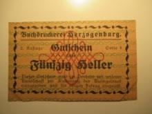 Foreign Currency: Austria 50 Heller Notgeld (UNC)